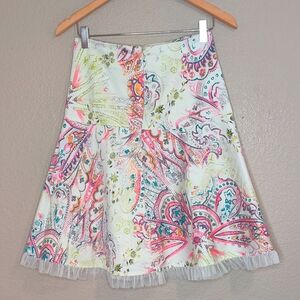 Vintage Lily Paisley Vibrant Tropical A Line Knee Length Spring Summer Skirt